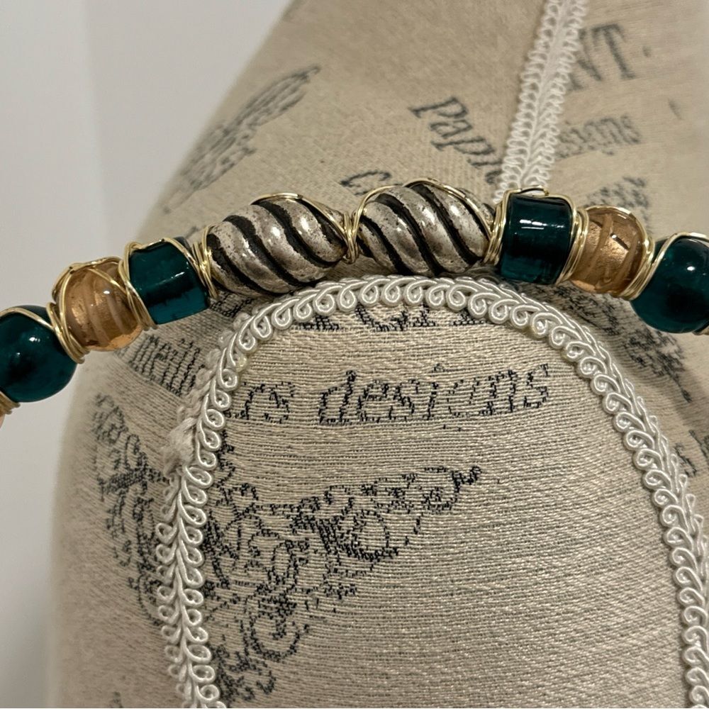 Paisley Print My Destiny Purse Handmade, One of a Kind, Glass Beaded Handle - Picture 3 of 12